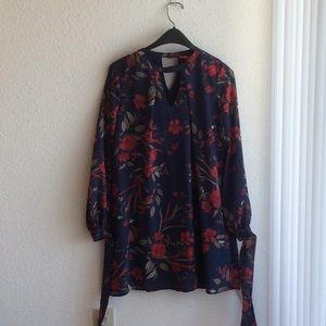 Sheer Sleeved Floral Dress